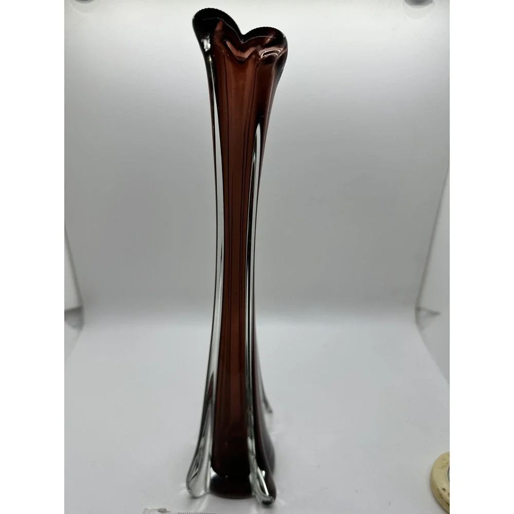 Deep Red Swung Murano Vase Sommerso Large Cased‎ Glass Table Decoration